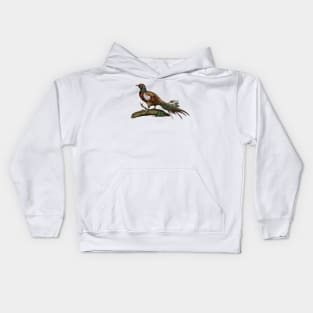 Hand Drawn Exotic Bird on tree branch Kids Hoodie